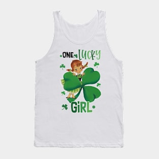 One Lucky Girl St. Patrick's Day Cute Clover Tank Top